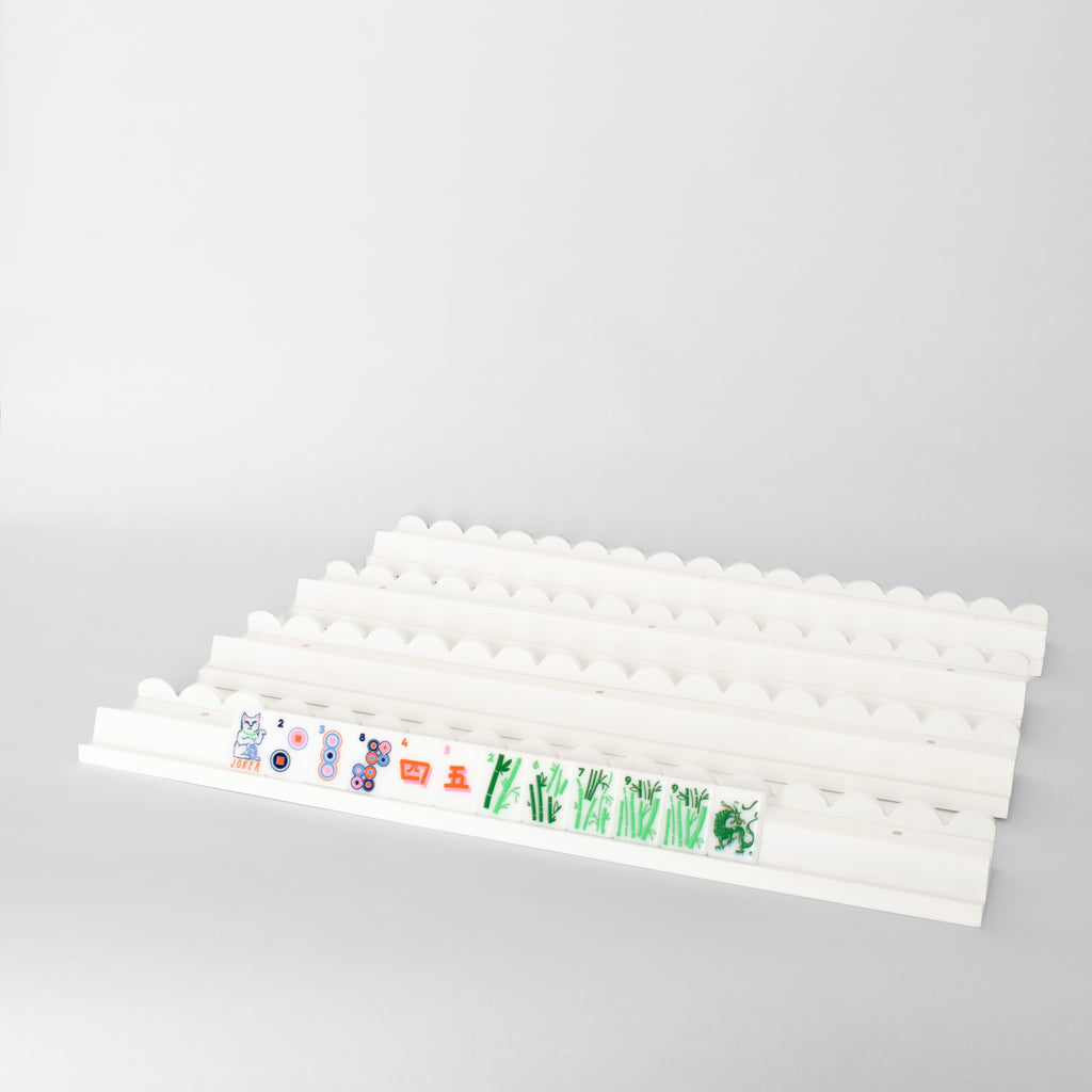 Premium Wooden Mahjong Racks with Magnetic Pushers - Set of 4