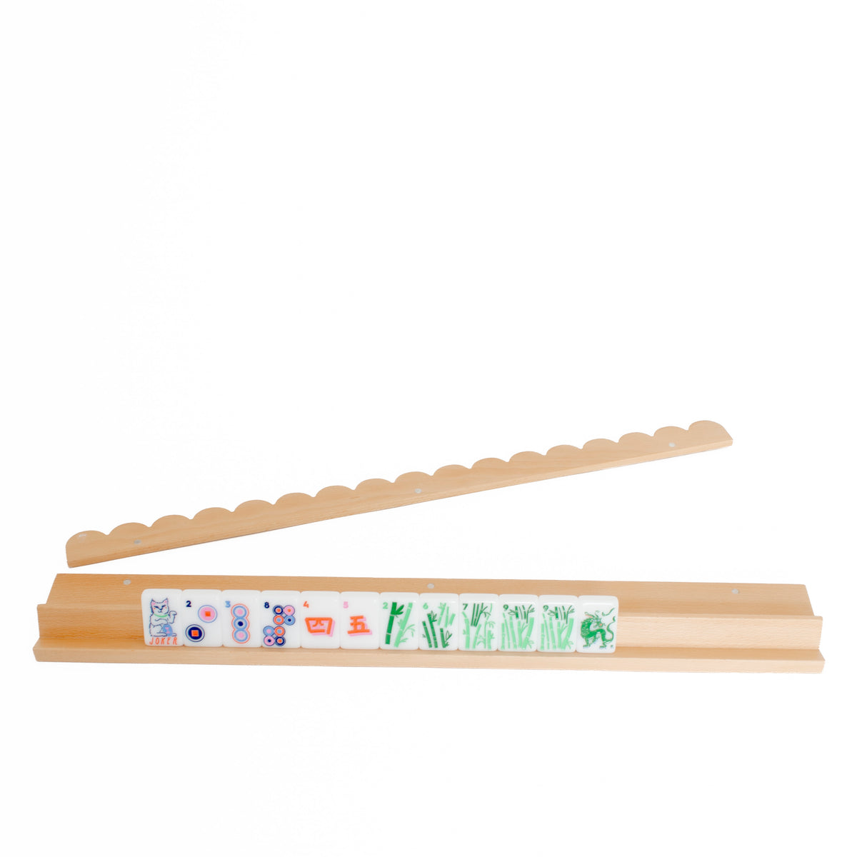 Premium Wooden Mahjong Racks with Magnetic Pushers - Set of 4